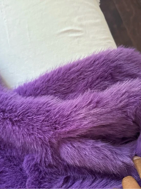 Topshop Purple Faux Fur Coat NWT Statement Teddy Coat Size 6 - Picture 11 of 14